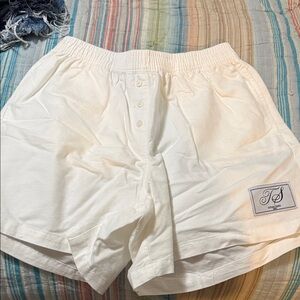 Taylor Swift White Athletic Boxer-Style Shorts